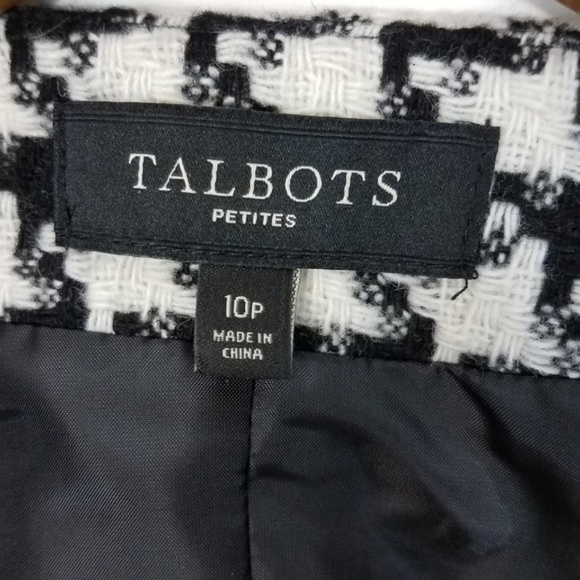 Talbots Black White Houndstooth Wool Blend Jacket - Picture 7 of 8